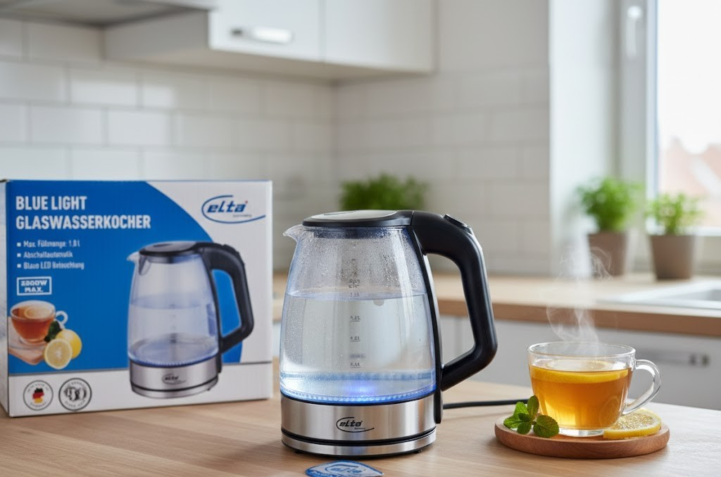 Elta Blue Light Wasserkocher 1,8L LED Beleuchtung Abschaltautomatik